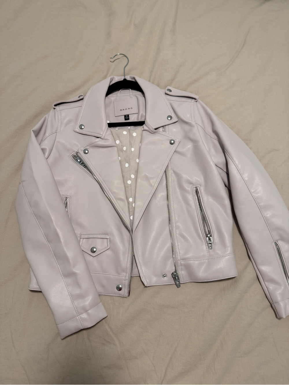 Blank NYC Pale Lavender Faux Leather Biker Jacket